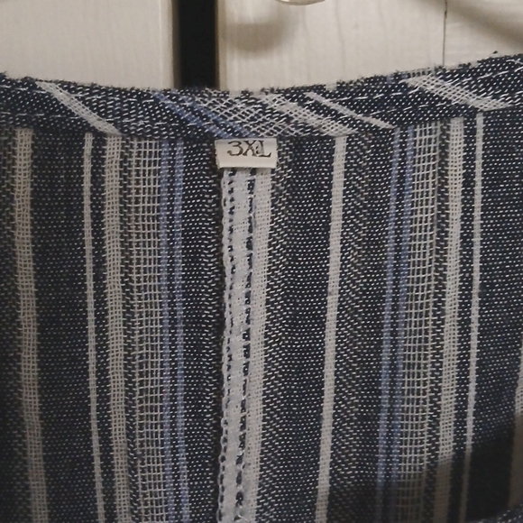 Blue and White 3/4 Length Sleeve Casual Kaftan - Picture 3 of 3